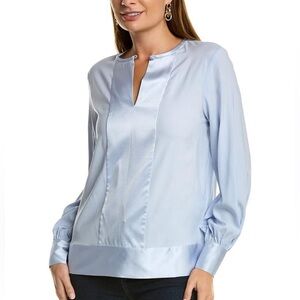 Brooks Brothers Women Silk-Blend Powder Blue Blouse Size 4 NWT Originally $298